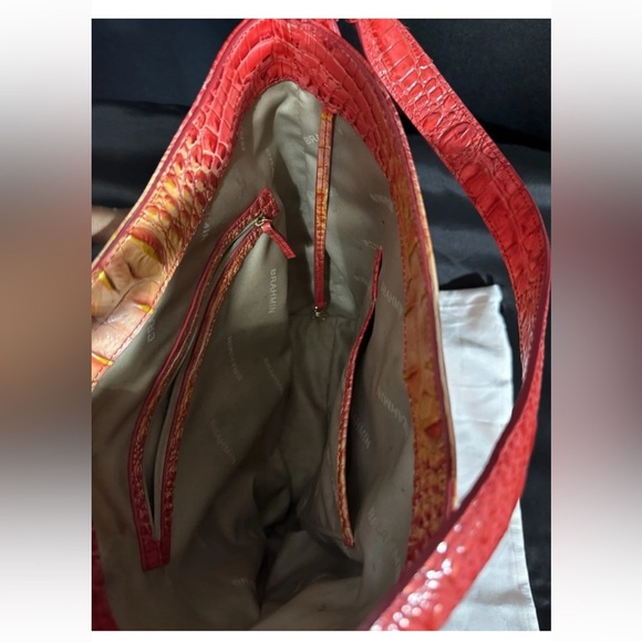 Brahmin Red and Orange Croc-Embossed Women's Bag - Picture 8 of 12